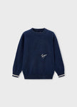 boys baseball embossed sweater blue