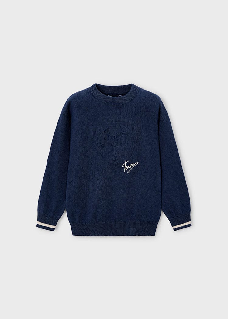 boys baseball embossed sweater blue