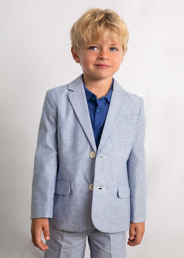 Mayoral Usa Inc Linen Blazer in Blue Stripe - Little Miss Muffin Children & Home