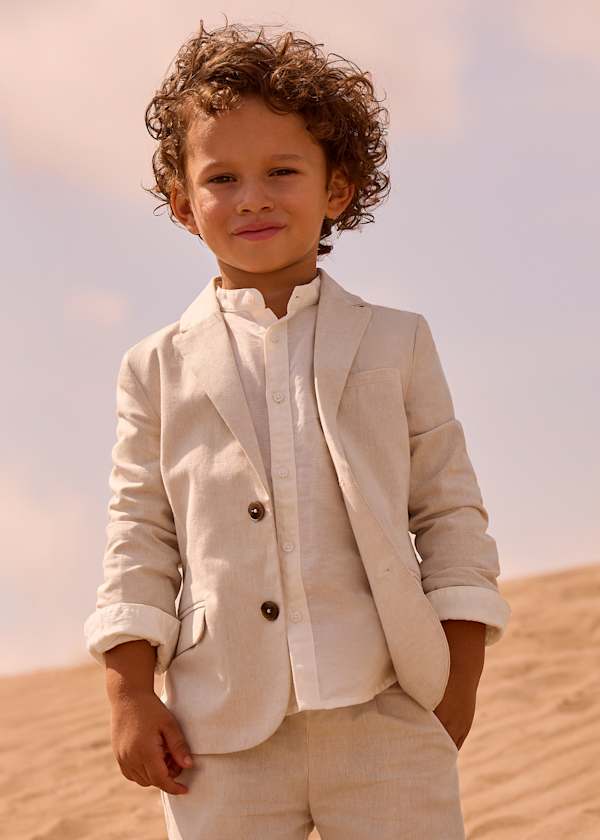 Mayoral Usa Inc Linen Blazer in Oat - Little Miss Muffin Children & Home