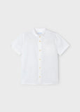 Mayoral Mandarin Collar Button Up Shirt in Cream