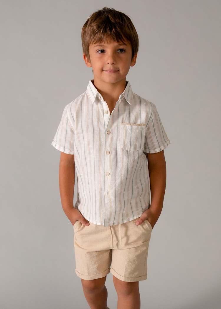 Linen Shorts & Shirt Set in Mocha
