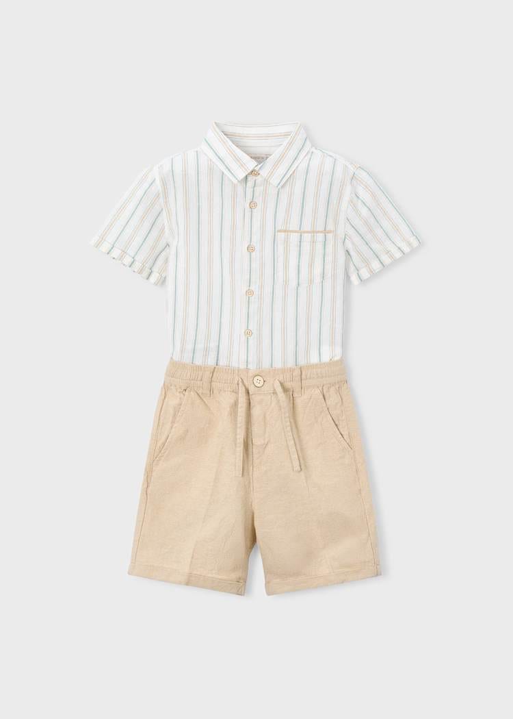 Linen Shorts & Shirt Set in Mocha
