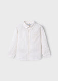 Mayoral Long Sleeve Linen Button Up Shirt in Natural Stripes