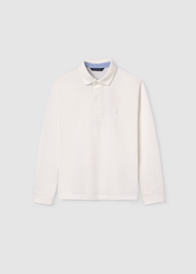 Mayoral Usa Inc Mayoral Long Sleeve Polo in Cream - Little Miss Muffin Children & Home