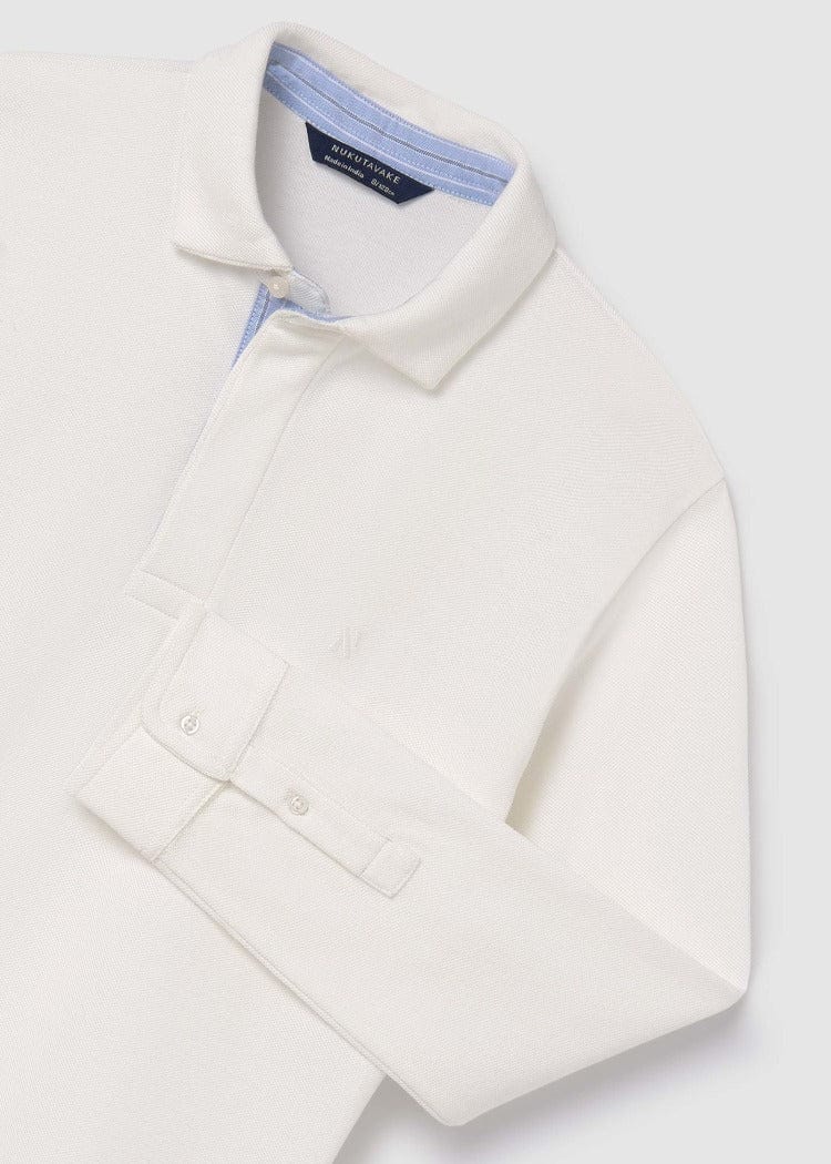 Mayoral Usa Inc Mayoral Long Sleeve Polo in Cream - Little Miss Muffin Children & Home