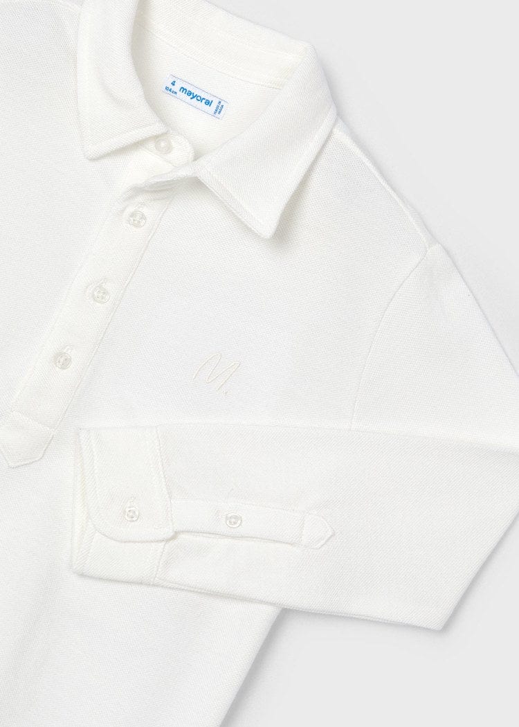 Mayoral Usa Inc Mayoral Long Sleeve Polo Shirt in Cream - Little Miss Muffin Children & Home