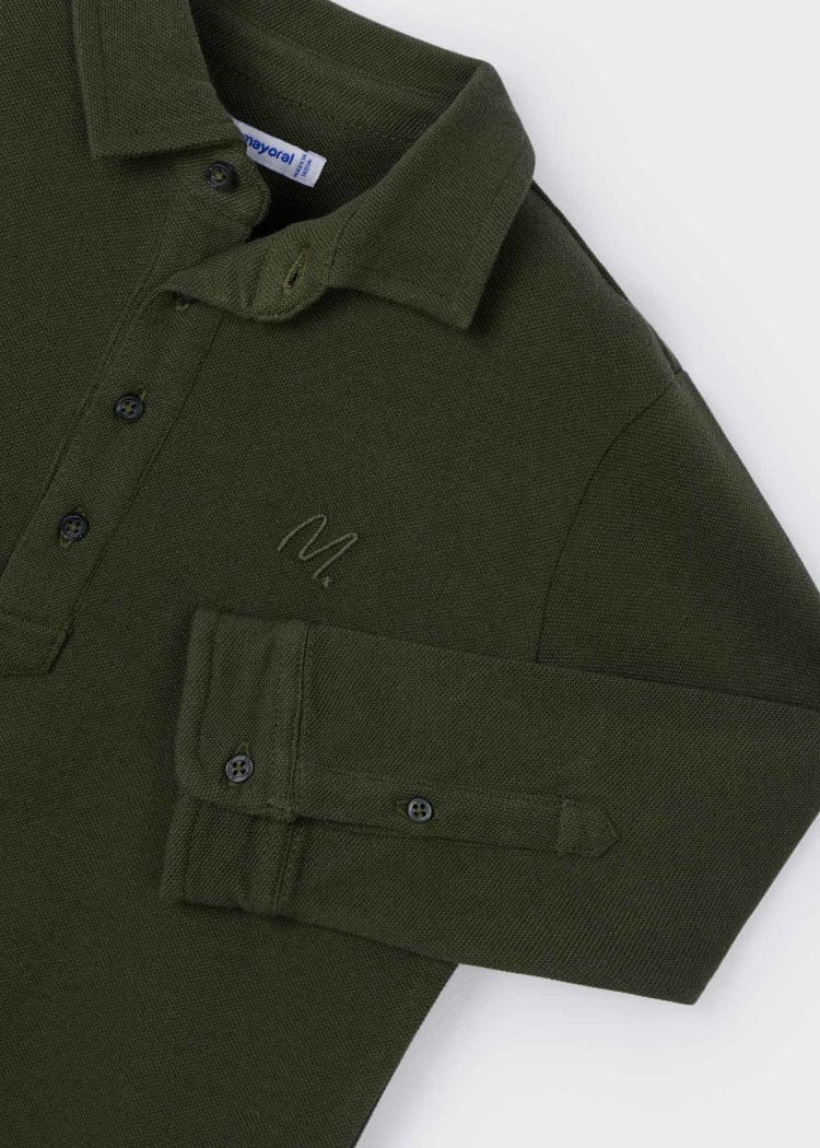 Mayoral Usa Inc Mayoral Long Sleeve Polo Shirt in Moss - Little Miss Muffin Children & Home