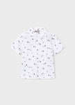 Short Sleeve Printed Polo in White Tomato