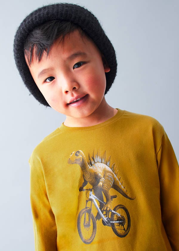 Mayoral Usa Inc Long Sleeve Dino T-Shirt in Mustard - Little Miss Muffin Children & Home