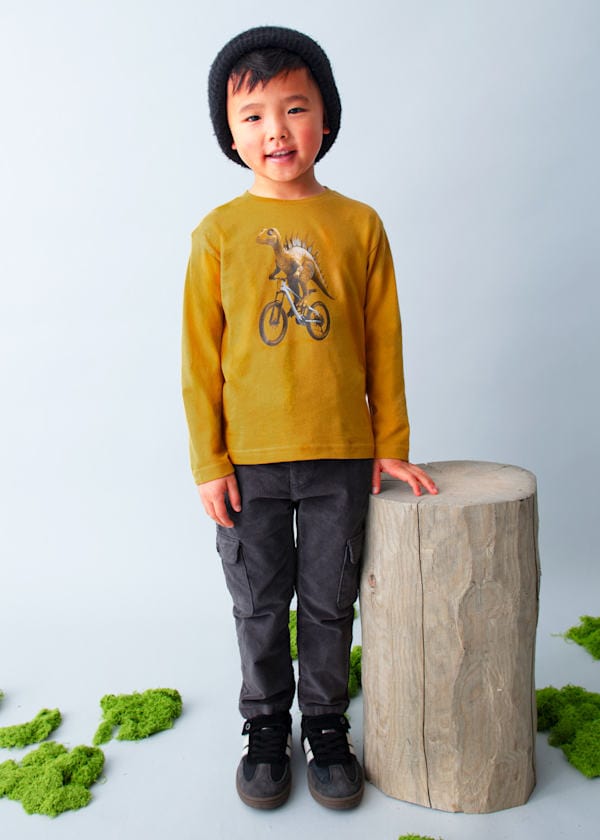 Mayoral Usa Inc Long Sleeve Dino T-Shirt in Mustard - Little Miss Muffin Children & Home