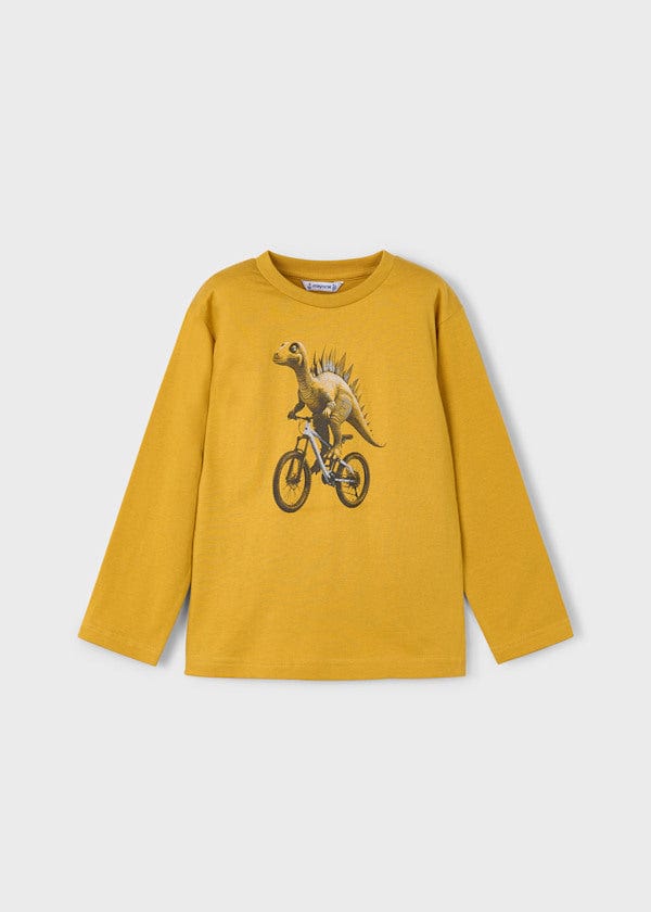 Mayoral Usa Inc Long Sleeve Dino T-Shirt in Mustard - Little Miss Muffin Children & Home
