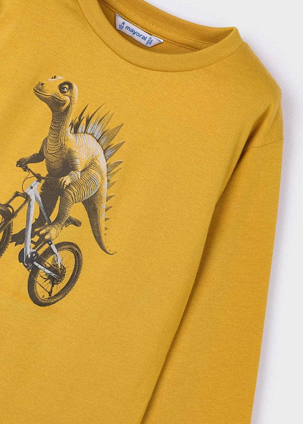 Mayoral Usa Inc Long Sleeve Dino T-Shirt in Mustard - Little Miss Muffin Children & Home