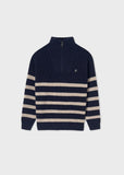 Mayoral Zip Neck Striped Sweater