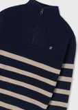 Mayoral Zip Neck Striped Sweater