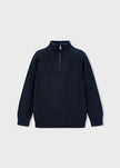 Navy blue sweater with a quarter zip 