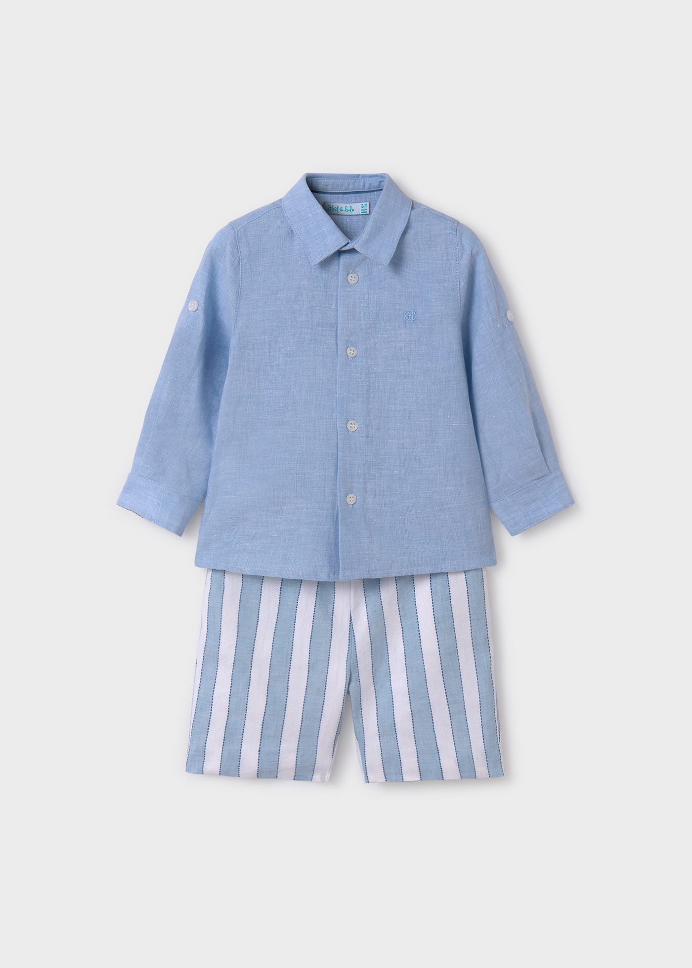 Abel & Lula Abel & Lula Linen Shirt & Striped Shorts Set for Boy - Little Miss Muffin Children & Home