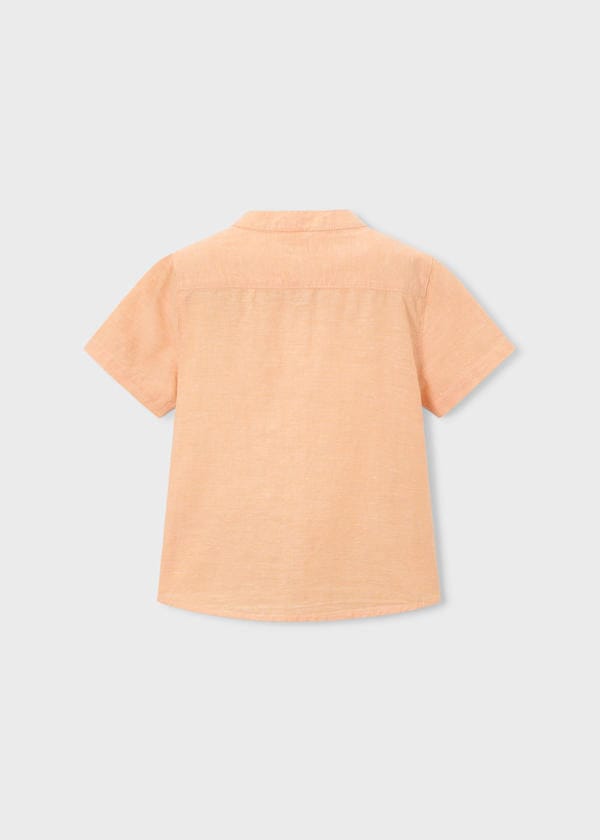 Mayoral Usa Inc Short Sleeve Button Up Mandarin Collar Shirt in Peach - Little Miss Muffin Children & Home