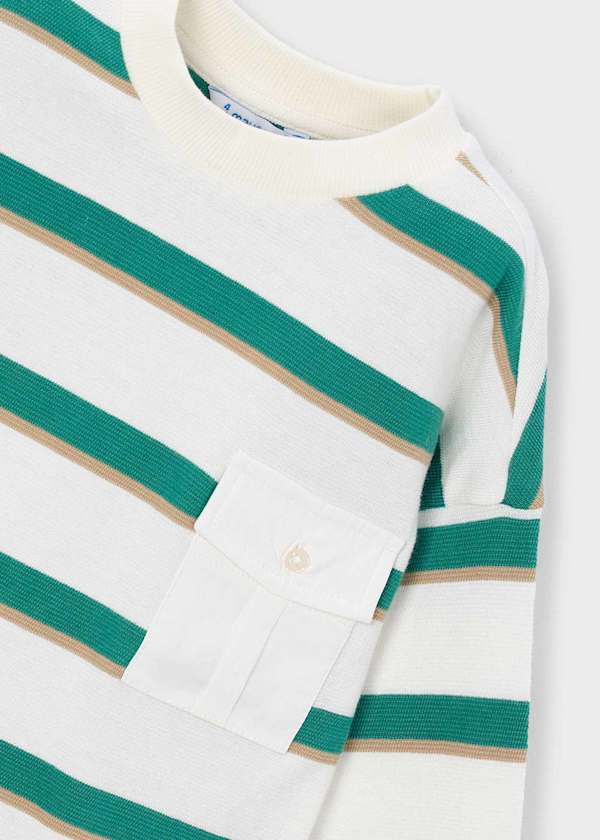 Long Sleeve Striped Pocket T-Shirt