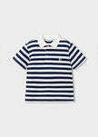 Striped Short Sleeve Polo Shirt in Navy