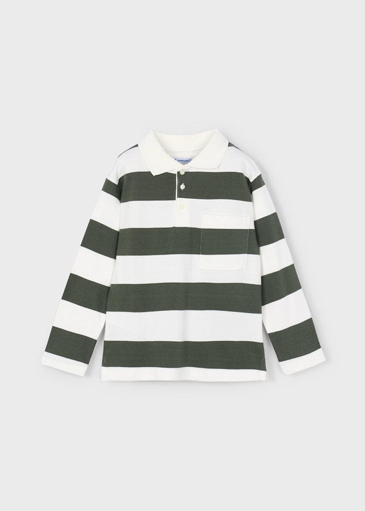 Mayoral Usa Inc Long Sleeve Striped Polo in Olive - Little Miss Muffin Children & Home