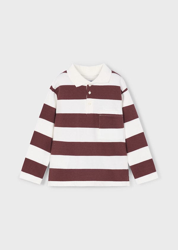 Mayoral Usa Inc Long Sleeve Striped Polo in Plum - Little Miss Muffin Children & Home