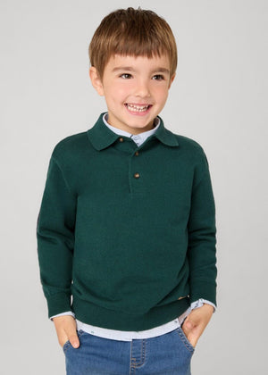 Mayoral Usa Inc Mayoral Boy Tricot Long Sleeve Polo Shirt in Apline Green - Little Miss Muffin Children & Home