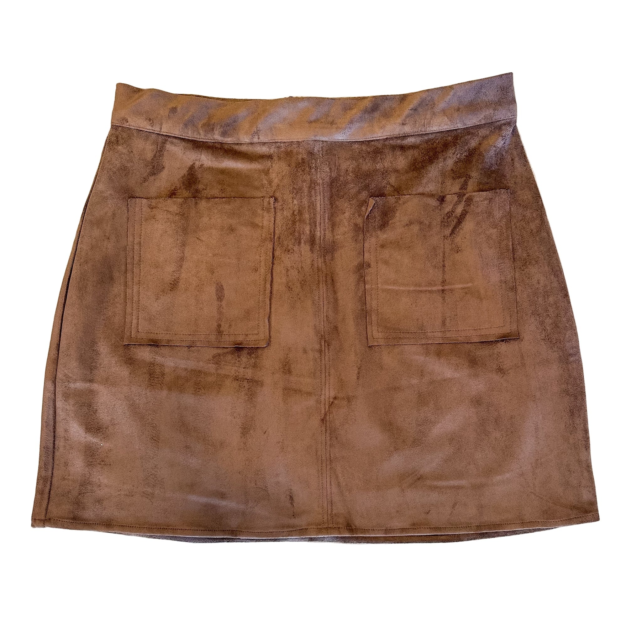 brown suede skirt with pockets