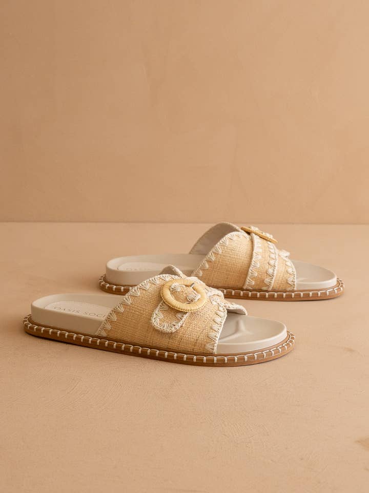 The Sunnie Natural Raffia Buckle Sandal