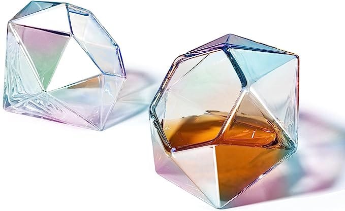 iridescent whiskey glass