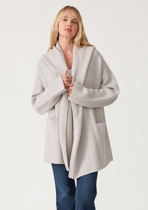 Lovestitch Mid-Length Oversized Long Sleeve Hooded Coatigan,, Heather Grey