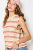 sleeveless striped sweater