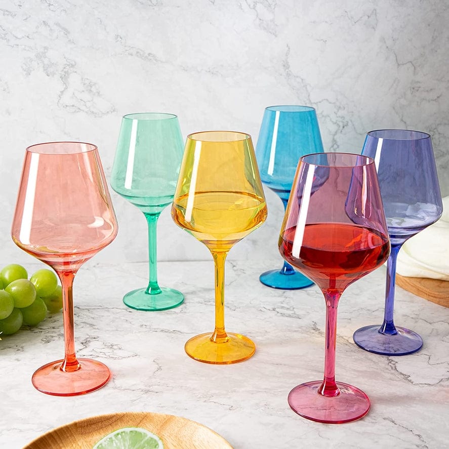 The Wine Savant / Khen Glassware Unbreakable Acrylic Pastel Wine Glasses Set of 6 - Little Miss Muffin Children & Home