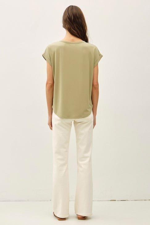 Be Cool Bamboo Modal Dolman Cap Sleeve T-Shirt in Sage - Little Miss Muffin Children & Home