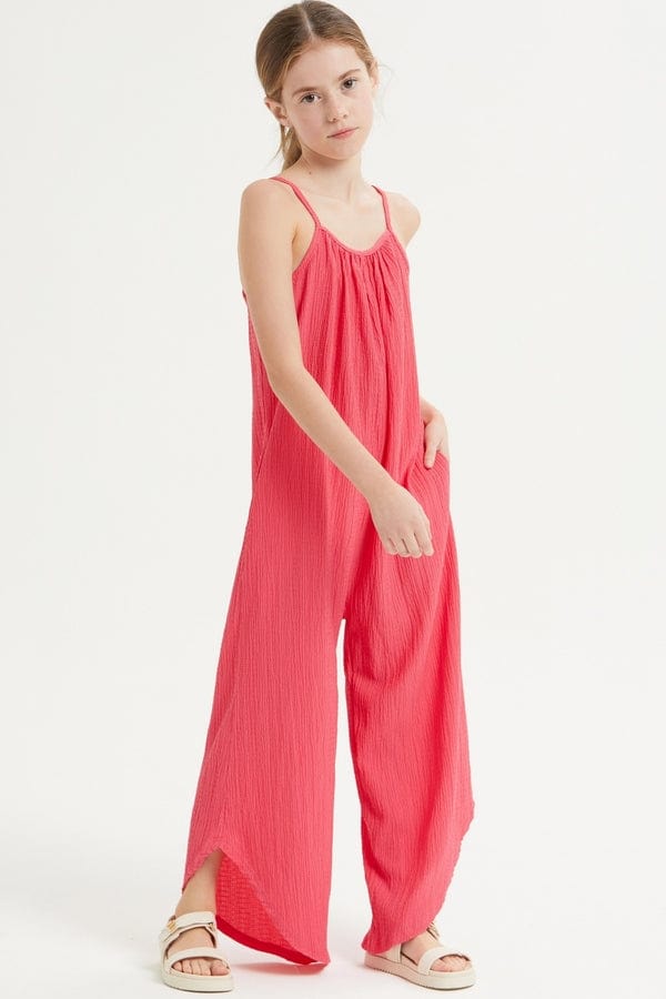 Good Girl Good Girl Asymmetrical Hem Crinkle Texture Jumpsuit Overall - Little Miss Muffin Children & Home