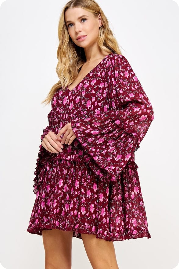 Strut & Bolt Strut & Bolt Ruffle Tiered Floral V-Neck Mini Dress - Little Miss Muffin Children & Home