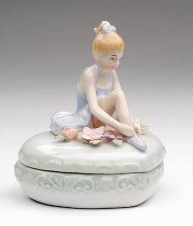 Nutcracker Ballet Gifts Nutcracker Ballet Gifts Porcelain Beautiful Ballerina on Heart Shaped Trinket Box - Little Miss Muffin Children & Home