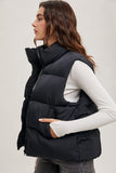 Bluivy Zipper Front Puffer Vest, Black