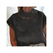 FurDecoration Black High Neck Cut Out Detail Linen Blouse - Little Miss Muffin Children & Home