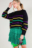 Vine & Love Vine & Love Mardi Gras Striped Sweater - Little Miss Muffin Children & Home