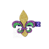 Beyond Creations Mardi Gras Glitter Fleur de Lis On Pinch Clip