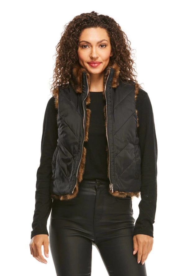 Fabulous Furs Fabulous Furs Faux Fur Reversible Chevron Shortie Vest - Little Miss Muffin Children & Home