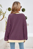 LDC Stripe Contrast Trim Sweatshirt in Red Stripe