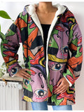 Loowie Fleece Lined Picasso Print Hooded Raincoat