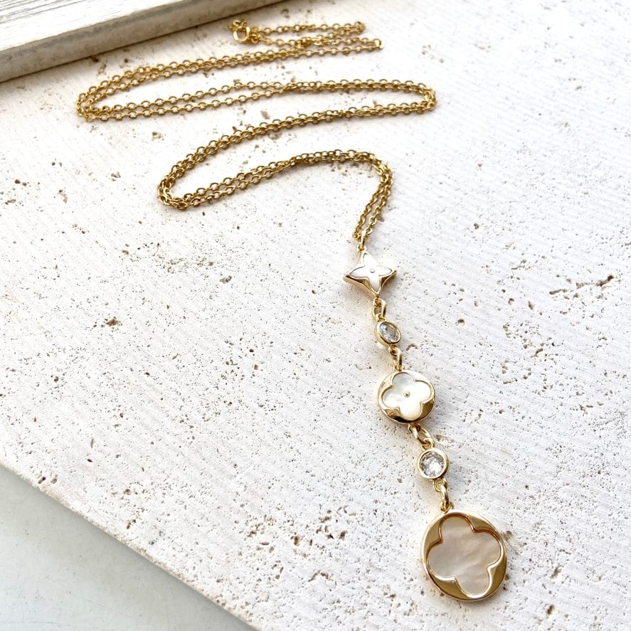 VB&CO Designs Handmade Jewelry VB&CO Clover Quatrefoil Mop Pearl Shell Necklace Non Tarnishing - Little Miss Muffin Children & Home