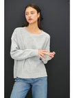 Oversized Cotton Slub Yarn Sweater with Back Stitching