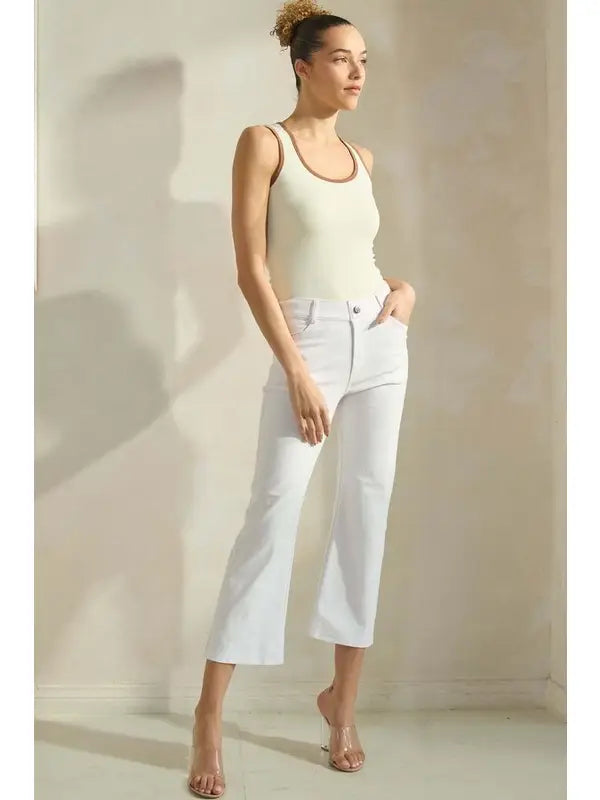 Straight Leg Cropped Pants in White