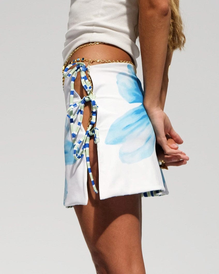Rosa Clothing Rosa Clothing Sexy Strappy Mini Floral Print Beach Skirt, SkyBlue - Little Miss Muffin Children & Home