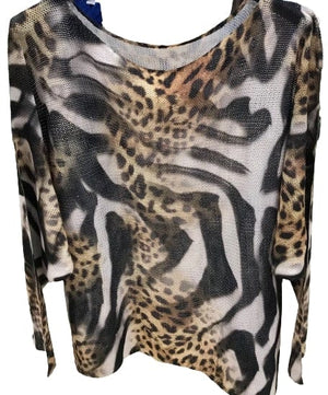 Loowie Multi Animal Print Knit Sweater