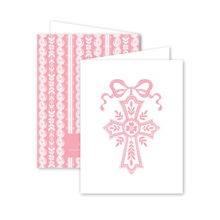 Dogwood Hill Dogwood Hill Neoclassic Cross Pink Card - Little Miss Muffin Children & Home